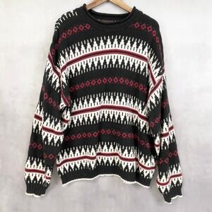 Jantzen Sport Mens Sweater XL Roll Neck Geometric Vintage Apres Ski Nordic Cabin